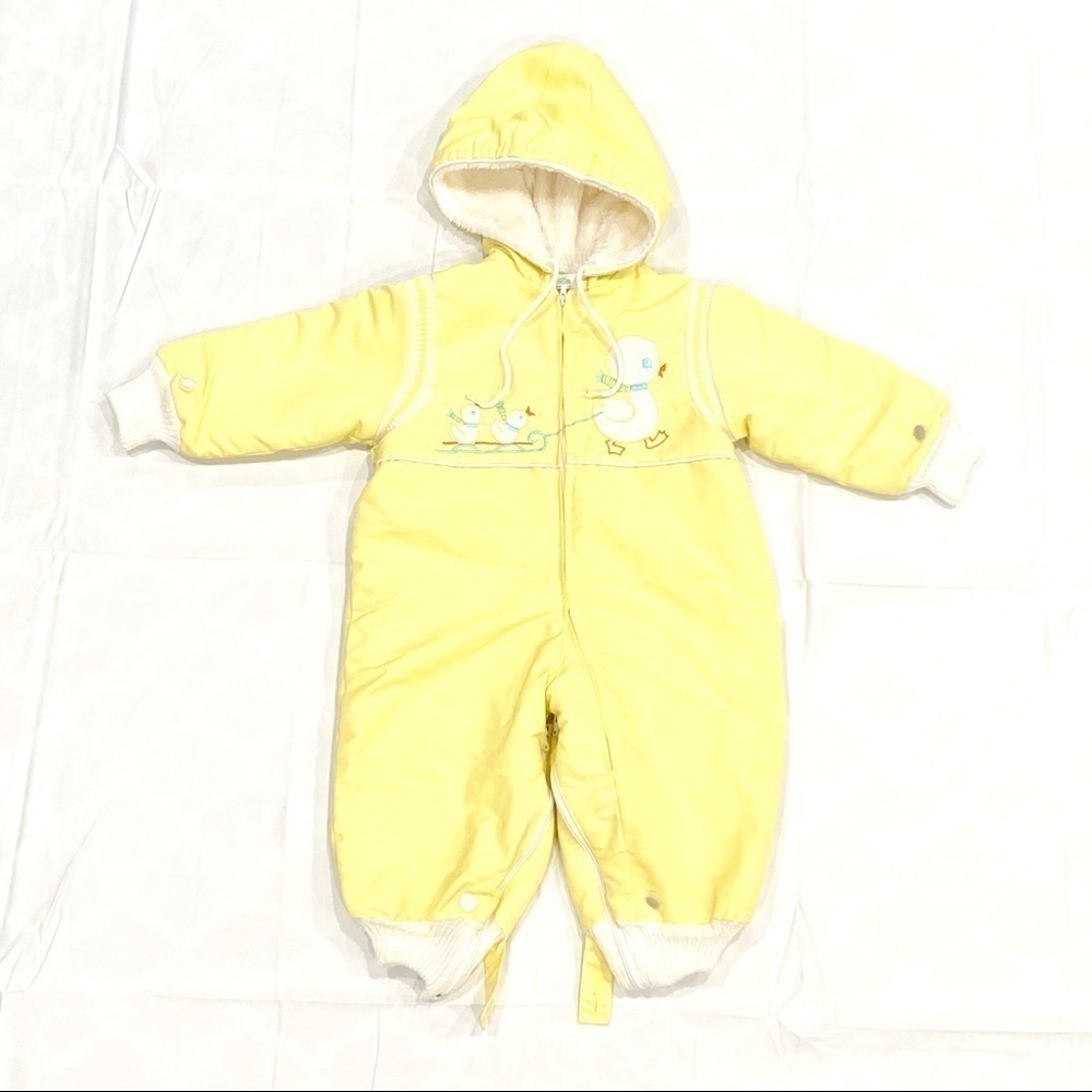Vintage Tiny Tots Yellow Ducky Duck Toddler Snow Suit